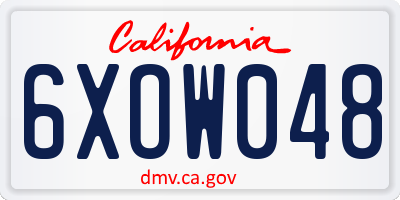 CA license plate 6XOW048