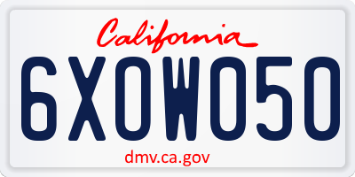 CA license plate 6XOW050