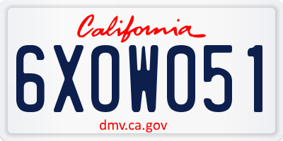CA license plate 6XOW051