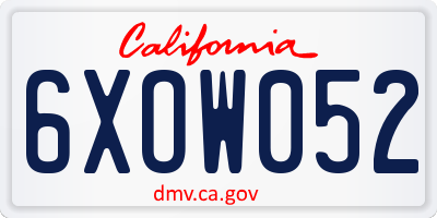 CA license plate 6XOW052