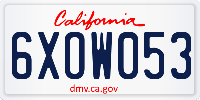 CA license plate 6XOW053