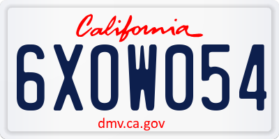 CA license plate 6XOW054
