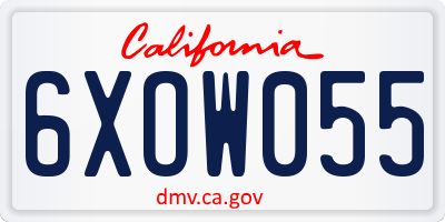 CA license plate 6XOW055