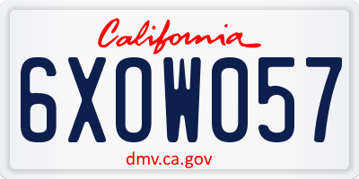 CA license plate 6XOW057