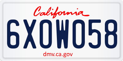 CA license plate 6XOW058