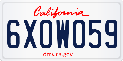 CA license plate 6XOW059