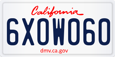 CA license plate 6XOW060