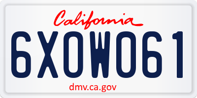 CA license plate 6XOW061