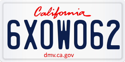 CA license plate 6XOW062
