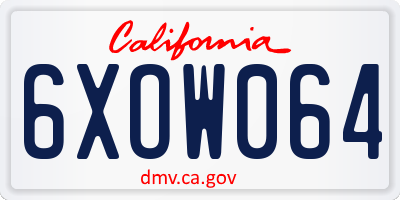 CA license plate 6XOW064