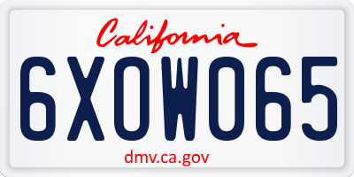 CA license plate 6XOW065