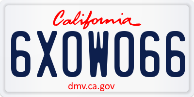 CA license plate 6XOW066