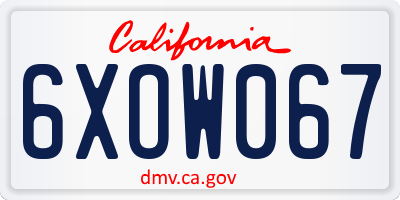 CA license plate 6XOW067