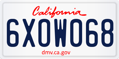 CA license plate 6XOW068