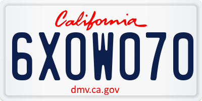 CA license plate 6XOW070