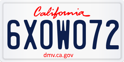 CA license plate 6XOW072
