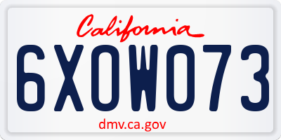 CA license plate 6XOW073