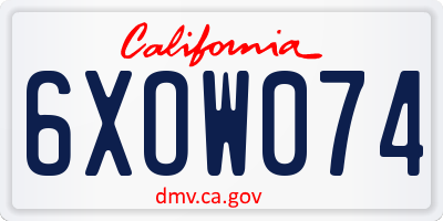 CA license plate 6XOW074