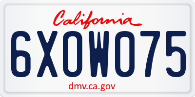 CA license plate 6XOW075