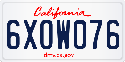 CA license plate 6XOW076