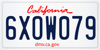 CA license plate 6XOW079