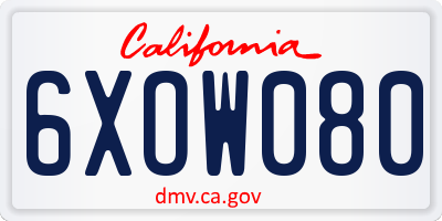 CA license plate 6XOW080