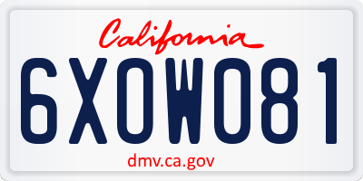 CA license plate 6XOW081