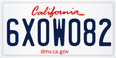 CA license plate 6XOW082