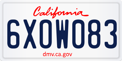 CA license plate 6XOW083