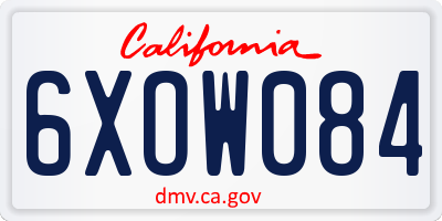 CA license plate 6XOW084