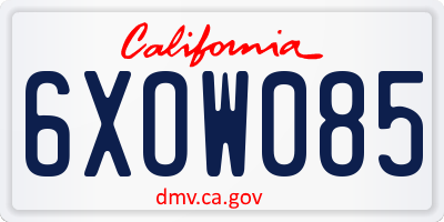 CA license plate 6XOW085