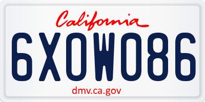 CA license plate 6XOW086