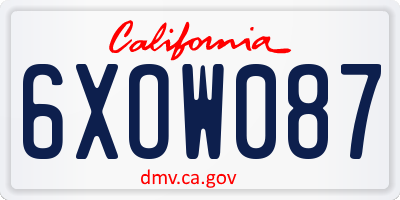 CA license plate 6XOW087