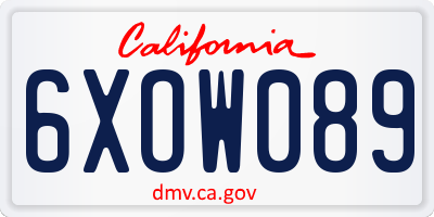 CA license plate 6XOW089