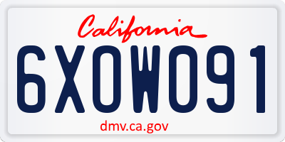 CA license plate 6XOW091