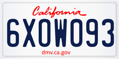 CA license plate 6XOW093