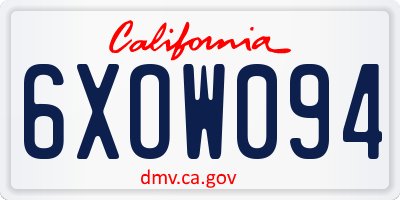 CA license plate 6XOW094