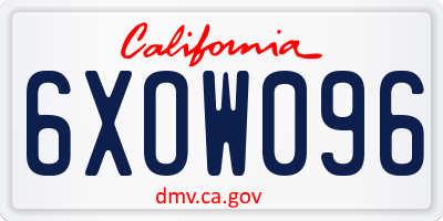 CA license plate 6XOW096