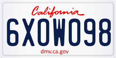 CA license plate 6XOW098