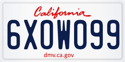 CA license plate 6XOW099