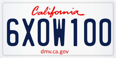 CA license plate 6XOW100