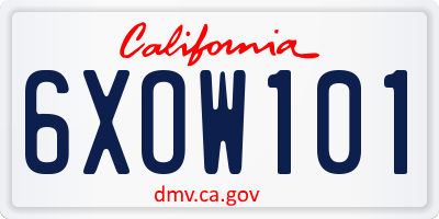 CA license plate 6XOW101
