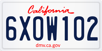 CA license plate 6XOW102