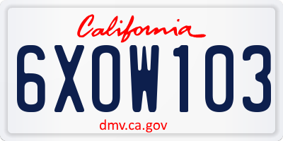 CA license plate 6XOW103
