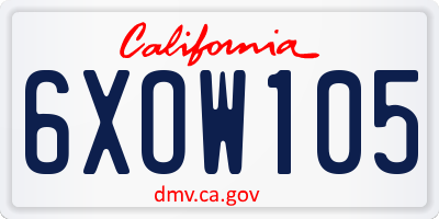 CA license plate 6XOW105