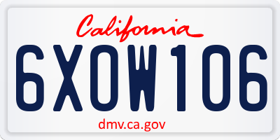 CA license plate 6XOW106