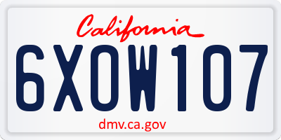 CA license plate 6XOW107