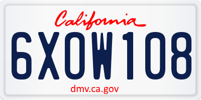 CA license plate 6XOW108