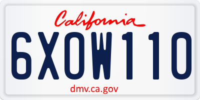 CA license plate 6XOW110