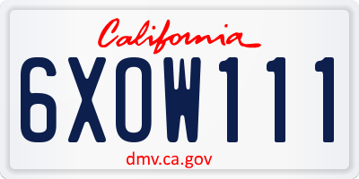 CA license plate 6XOW111